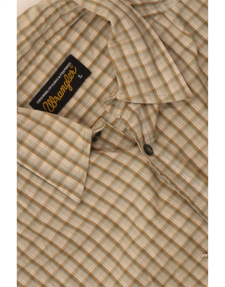 Wrangler Mens Shirt Large Beige Check