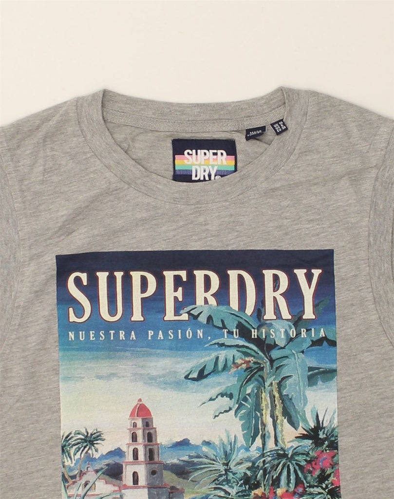 SUPERDRY Womens Graphic Vest Top UK 10 Small  Grey Cotton | Vintage Superdry | Thrift | Second-Hand Superdry | Used Clothing | Messina Hembry 