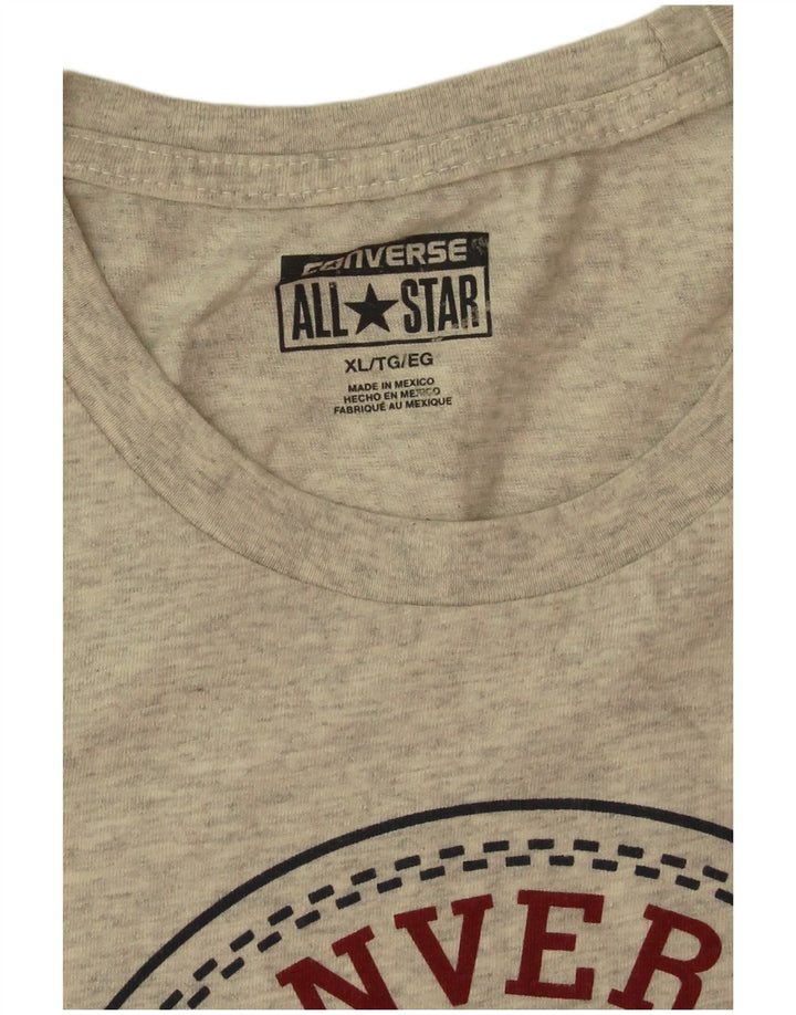 Converse Mens Graphic T-Shirt Top XL Grey Flecked