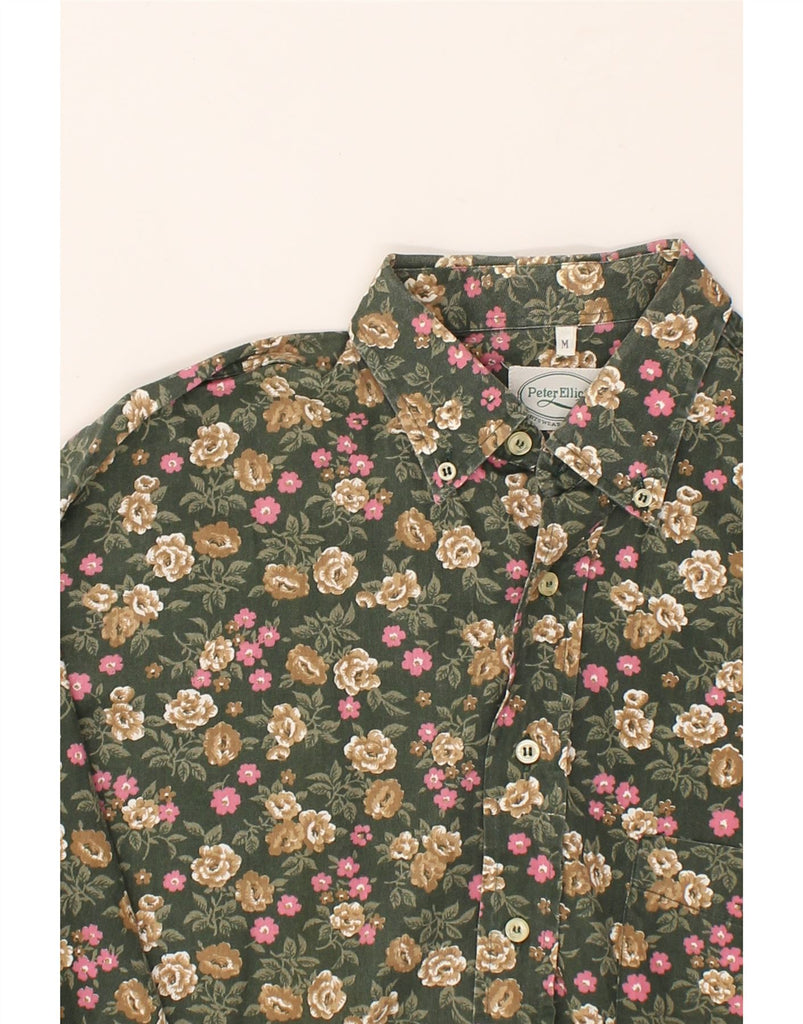 PETER ELLIOT Mens Shirt Medium Khaki Floral Cotton | Vintage Peter Elliot | Thrift | Second-Hand Peter Elliot | Used Clothing | Messina Hembry 