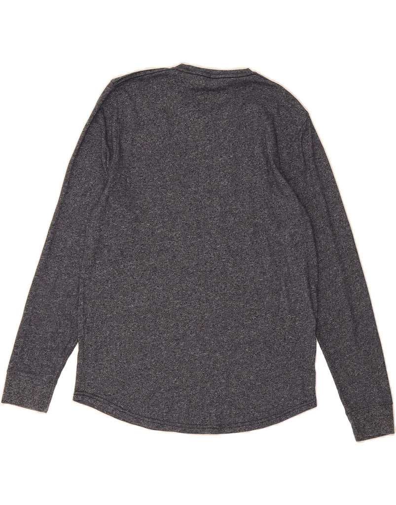 HOLLISTER Mens Graphic Top Long Sleeve Small Navy Blue Flecked Cotton Vintage Hollister and Second-Hand Hollister from Messina Hembry 