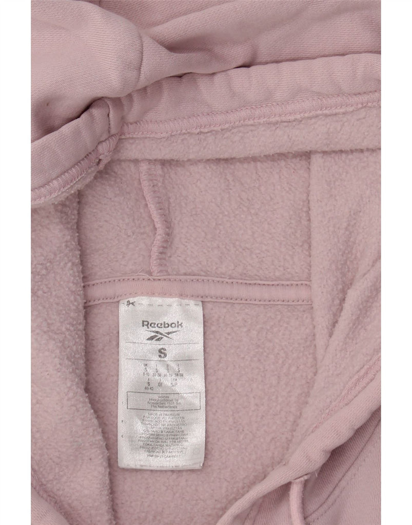 REEBOK Womens Graphic Oversized Hoodie Jumper UK 8/10 Small Pink Cotton Vintage Reebok and Second-Hand Reebok from Messina Hembry 