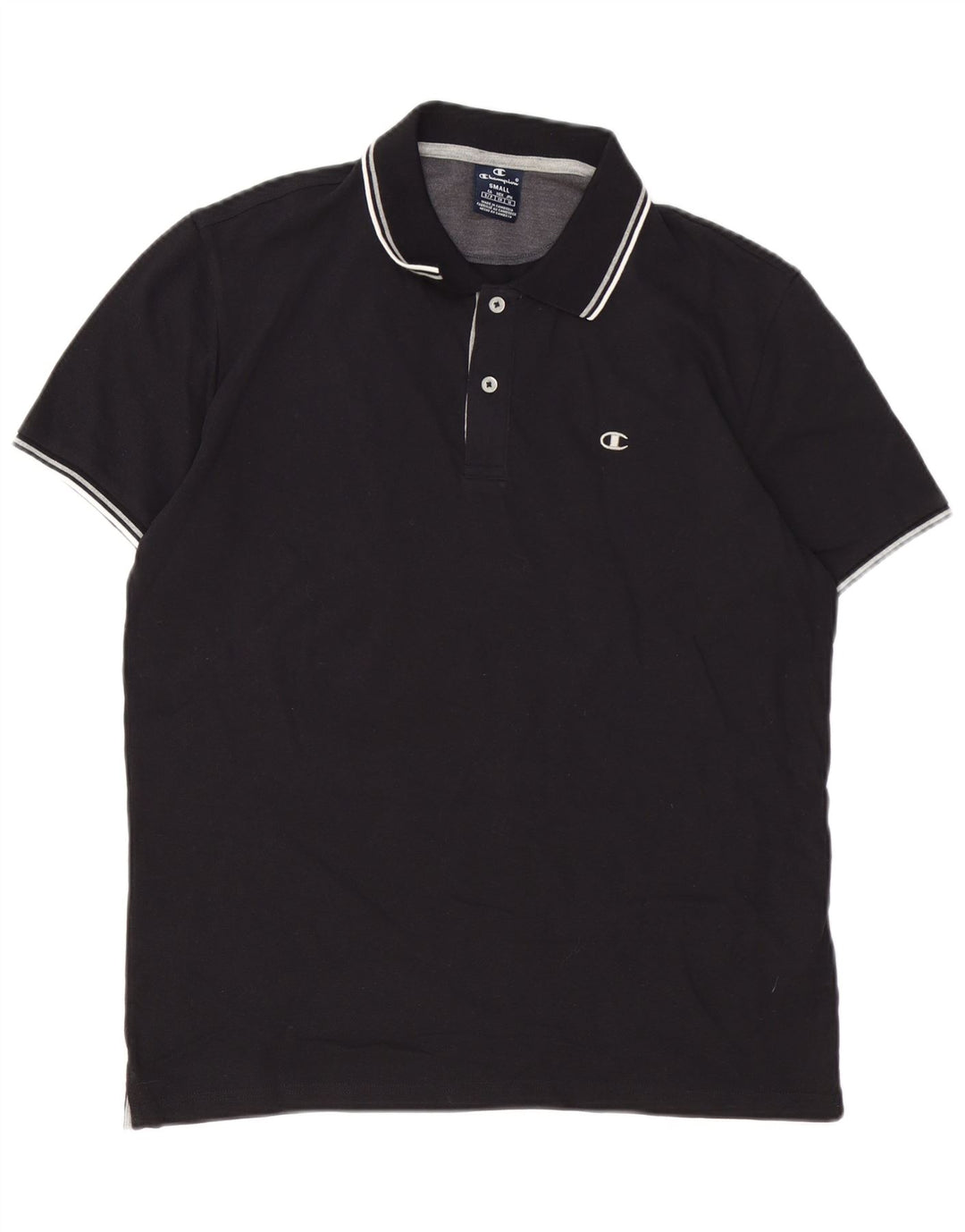 CHAMPION Mens Polo Shirt Small Black Cotton