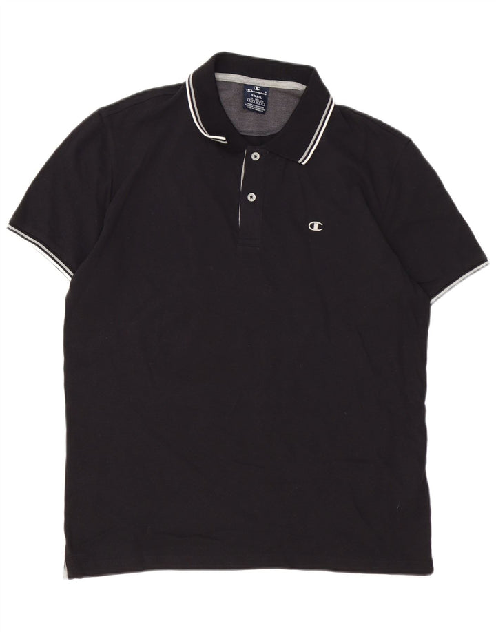 CHAMPION Mens Polo Shirt Small Black Cotton