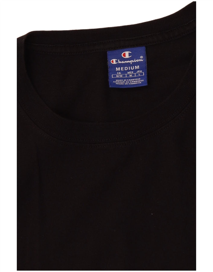 CHAMPION Womens Crop Graphic T-Shirt Top UK 14 Medium Black