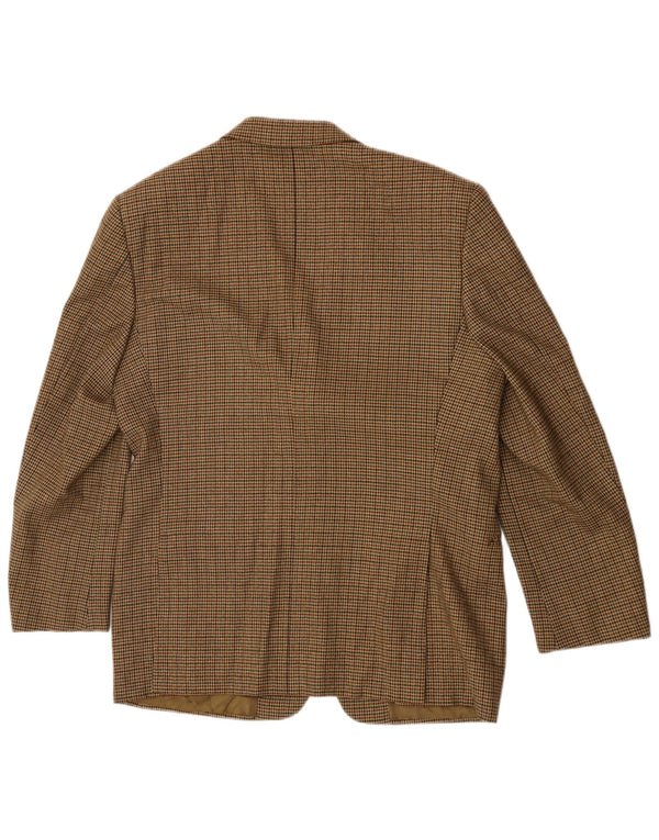 Emanuel Ungaro Mens 3 Button Blazer Jacket UK 38 Medium Brown Houndstooth