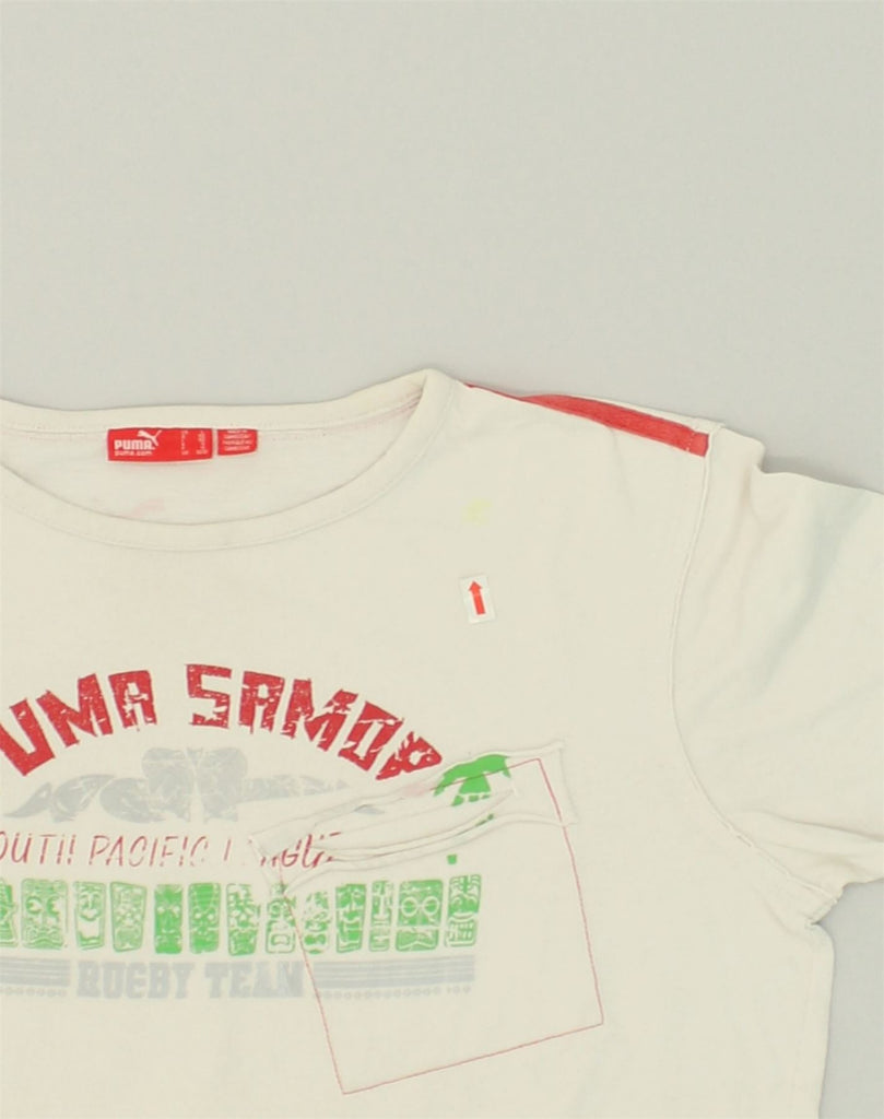 PUMA Boys Graphic T-Shirt Top 11-12 Years White Cotton | Vintage Puma | Thrift | Second-Hand Puma | Used Clothing | Messina Hembry 