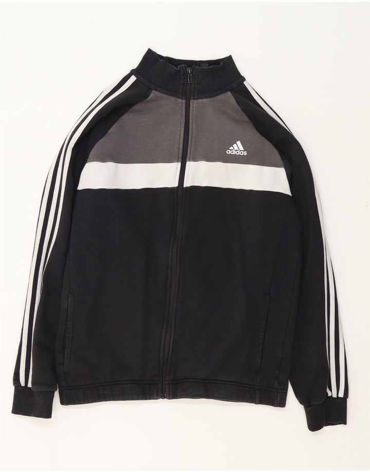ADIDAS Mens Tracksuit Top Jacket UK 42/44 Medium Black Colourblock Cotton