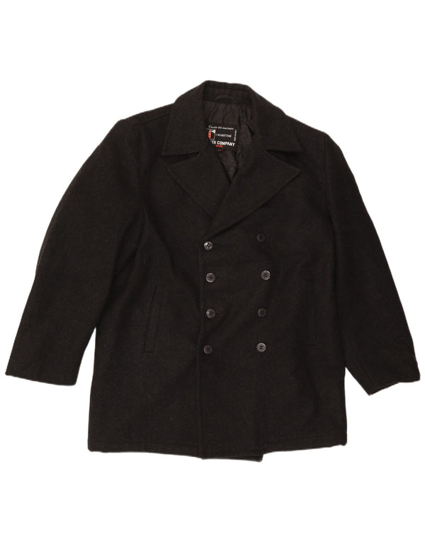 Vintage Mens Pea Coat UK 42 XL Black Wool