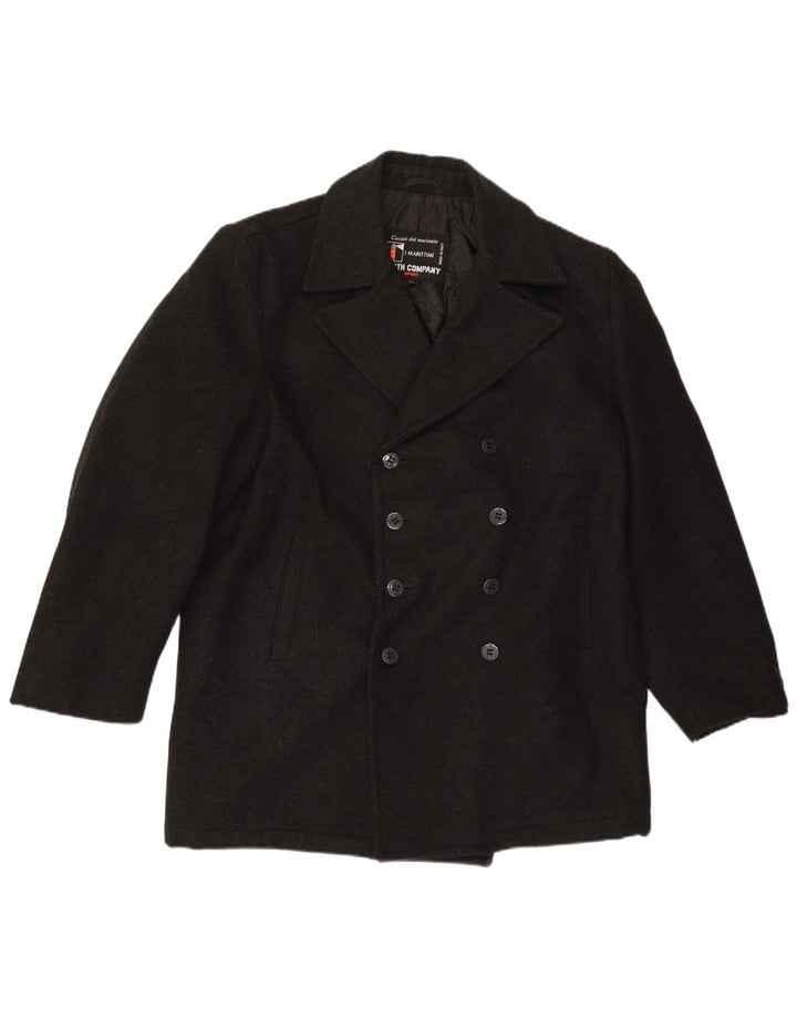 Vintage Mens Pea Coat UK 42 XL Black Wool