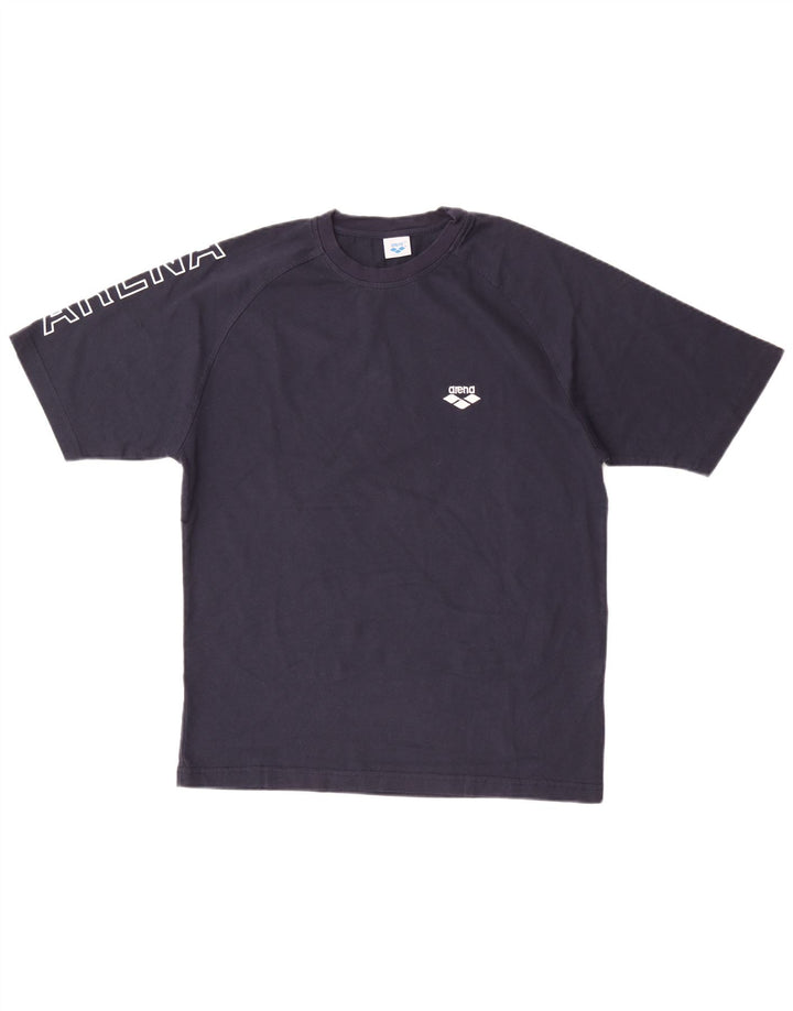 Arena Mens Graphic T-Shirt Top Medium Navy Blue Cotton