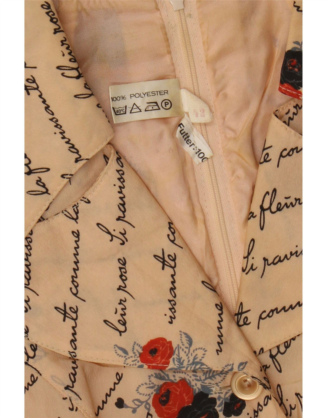 Trevira Womens Graphic Long Sleeve A-Line Dress IT 42 Medium Beige Floral