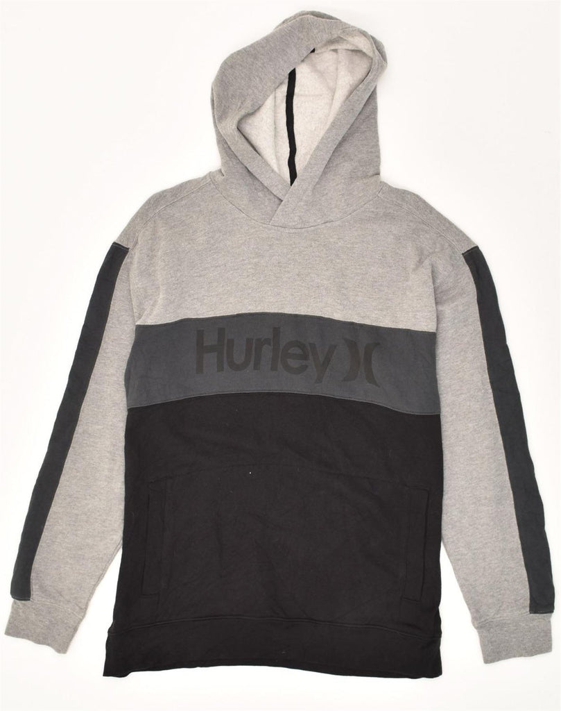 HURLEY Mens Graphic Hoodie Jumper Small Grey Colourblock Cotton | Vintage Hurley | Thrift | Second-Hand Hurley | Used Clothing | Messina Hembry 