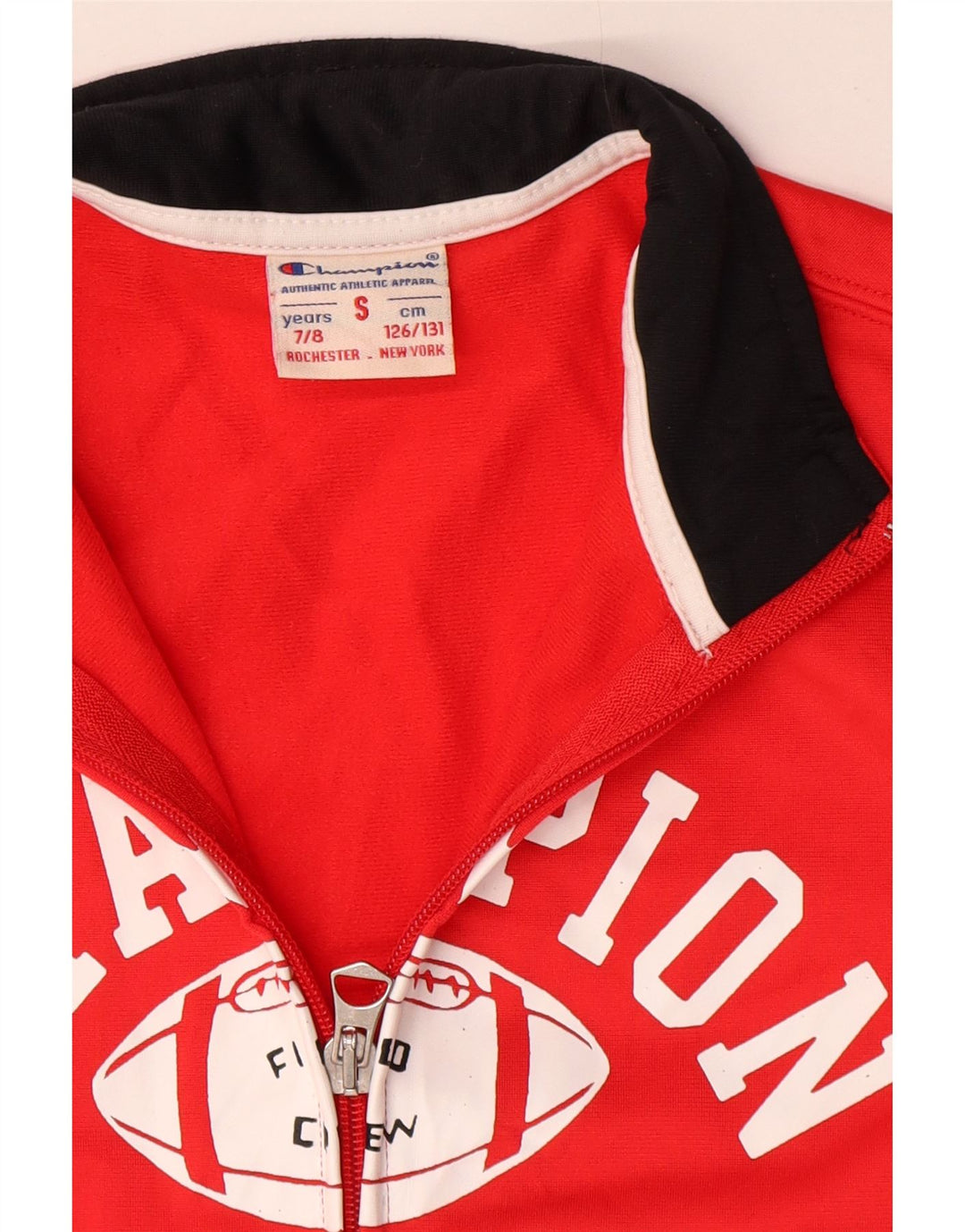 Champion Boys Graphic Tracksuit Top Jacket 7-8 Years Small Red Polyester