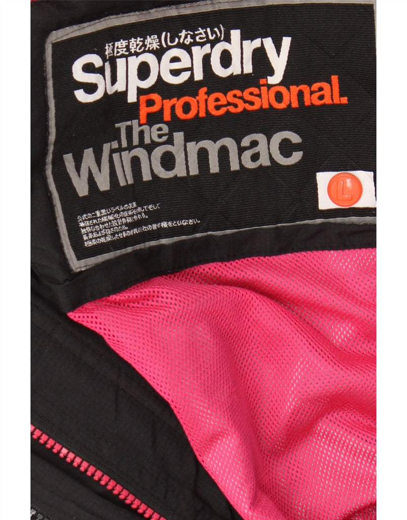 SUPERDRY Womens The Windmac Hooded Windbreaker Jacket UK 16 Large Black Vintage Superdry and Second-Hand Superdry from Messina Hembry 