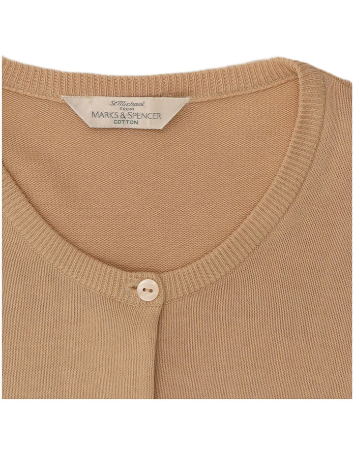 Marks & Spencer Womens Cardigan Sweater UK 12 Medium Beige Cotton