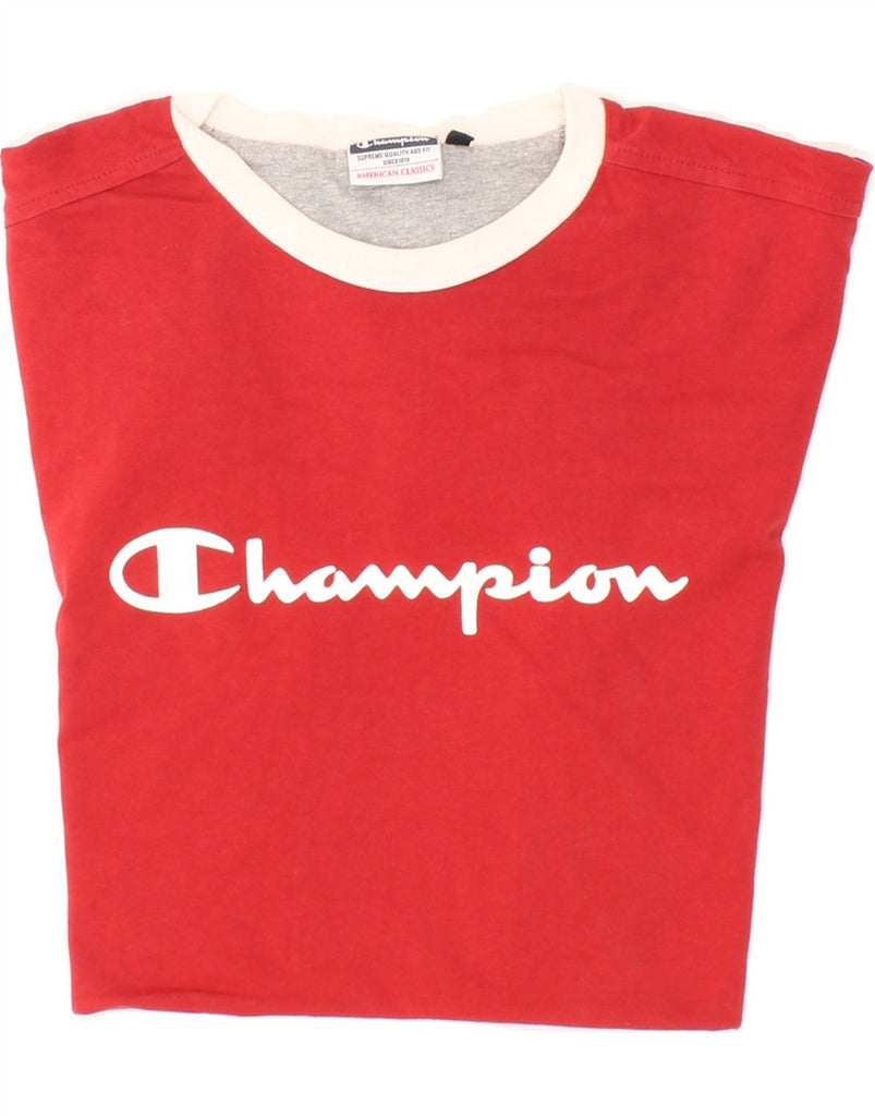 CHAMPION Mens Graphic T-Shirt Top Large Red Cotton Vintage Champion and Second-Hand Champion from Messina Hembry 