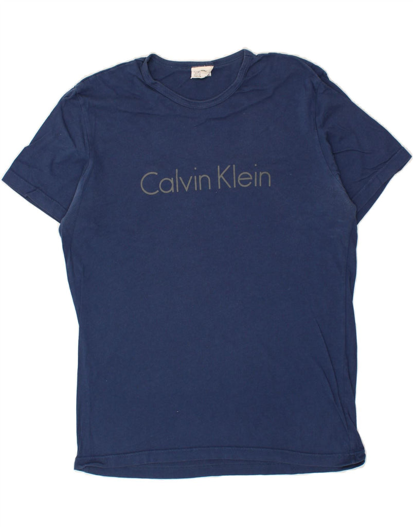 CALVIN KLEIN Mens Graphic T-Shirt Top Medium Navy Blue Cotton | Vintage Calvin Klein | Thrift | Second-Hand Calvin Klein | Used Clothing | Messina Hembry 