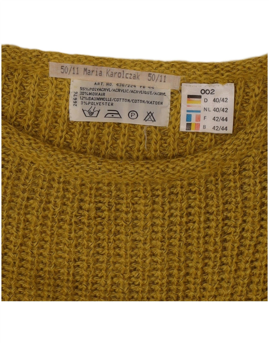 Vintage Womens Boat Neck Jumper Sweater EU 40/42 Medium Khaki Polyacrylic