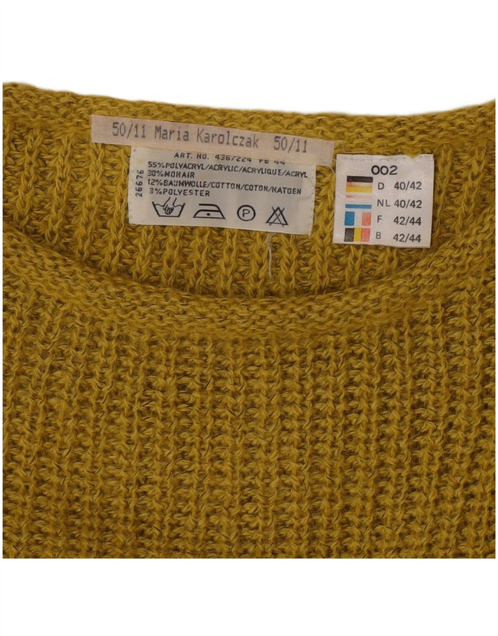 Vintage Womens Boat Neck Jumper Sweater EU 40/42 Medium Khaki Polyacrylic