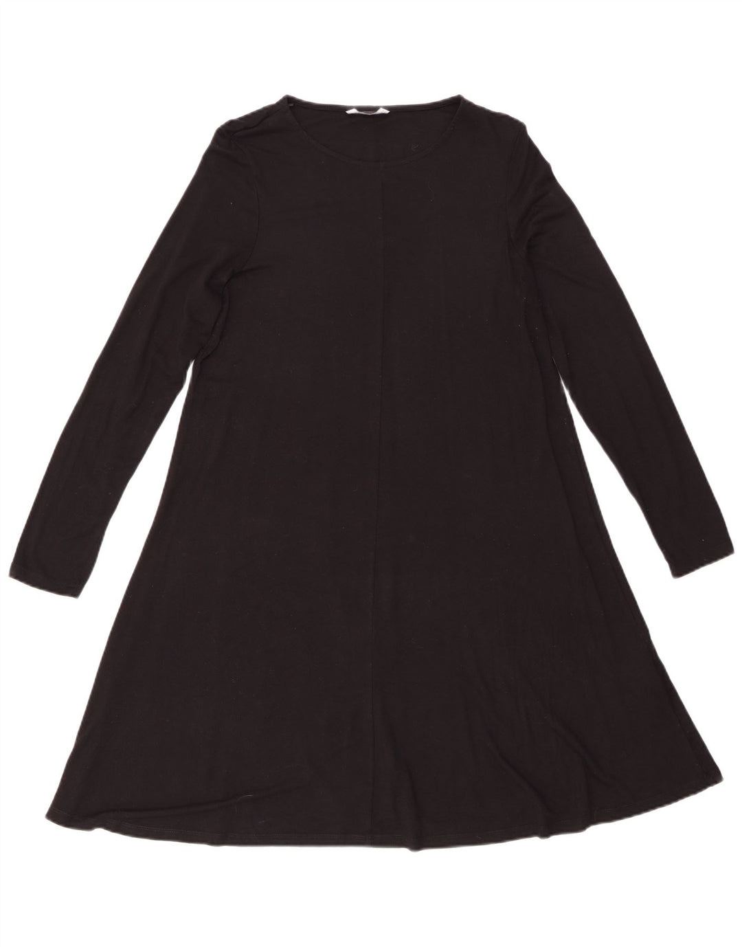 Marks & Spencer Womens Long Sleeve A-Line Dress UK 12 Medium  Black Viscose