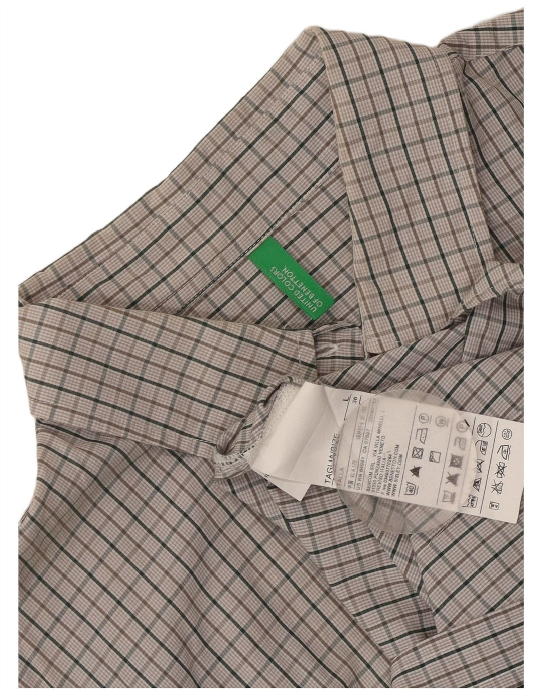 Benetton Womens Shirt UK 14 Large Grey Cotton