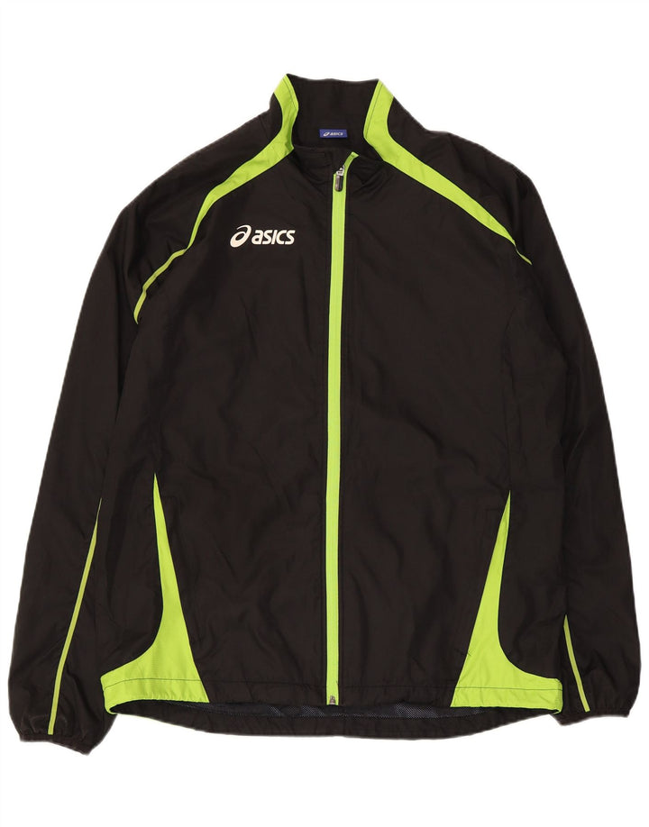 Asics Mens Tracksuit Top Jacket Large Black Colourblock Polyester