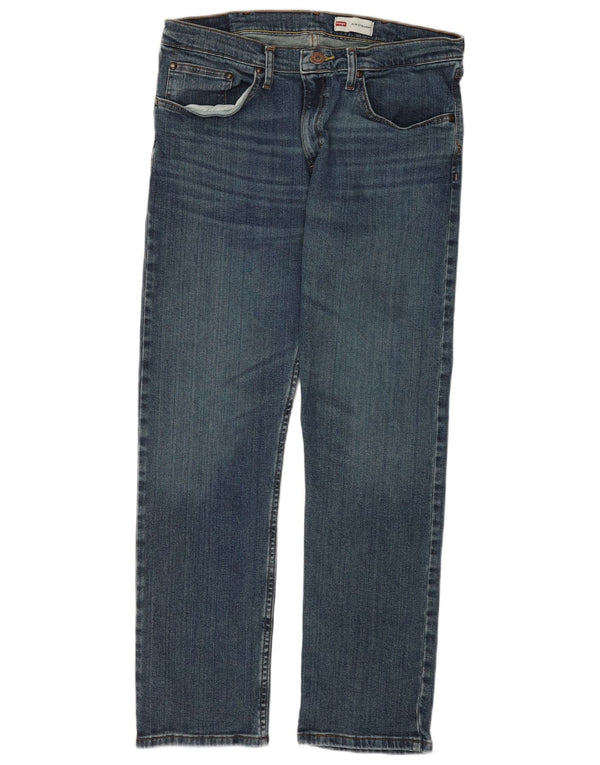 Wrangler Mens Slim Straight Jeans W34 L30 Blue Cotton