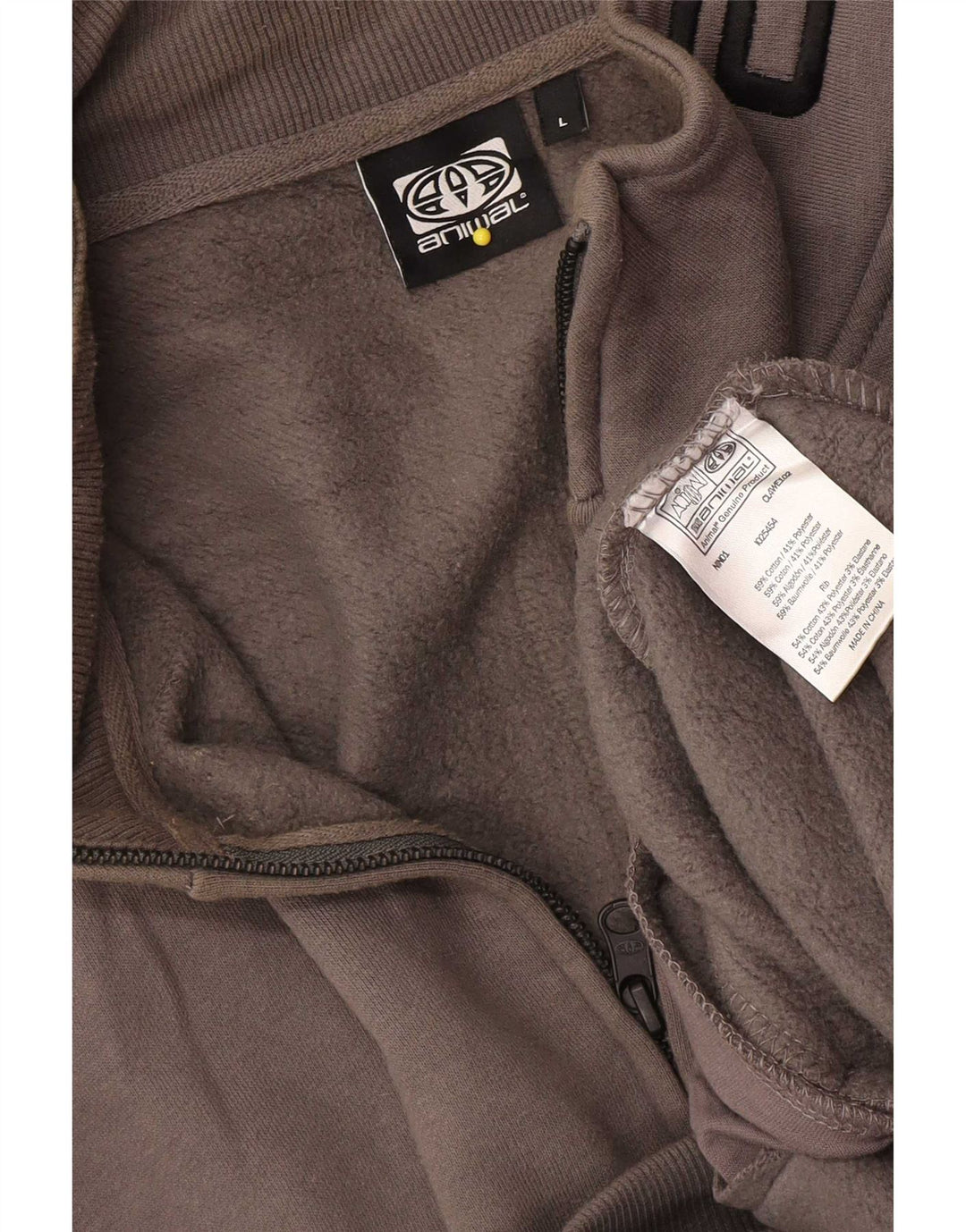 Animal Mens Graphic Tracksuit Top Jacket Large Grey Cotton