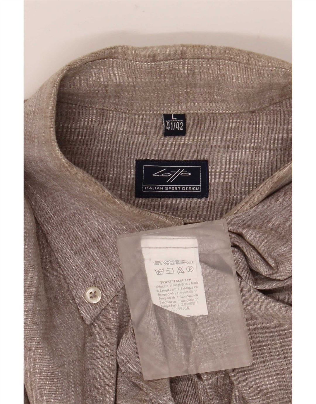 Lotto Mens Shirt Size 41/42 Large Grey Flecked Cotton