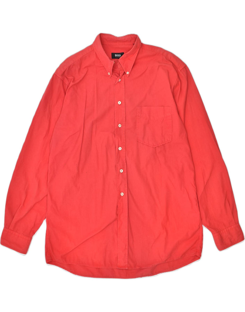 HUGO BOSS Mens Shirt Large Red Cotton | Vintage | Thrift | Second-Hand | Used Clothing | Messina Hembry 