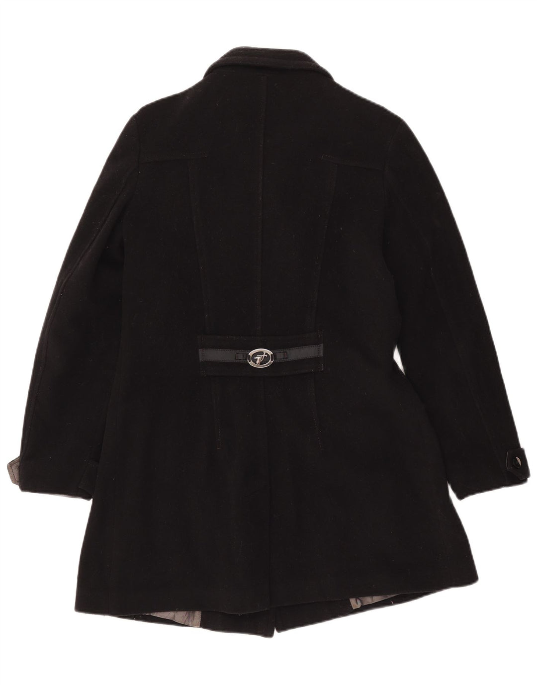 Trussardi Jeans Womens Double Breasted Coat IT 44 Medium Black Wool