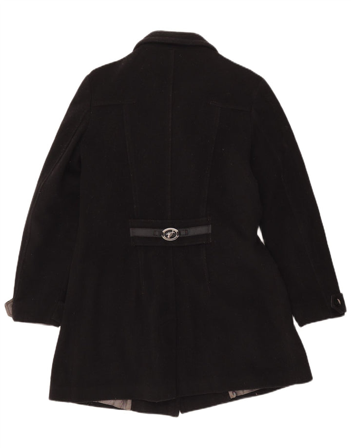 Trussardi Jeans Womens Double Breasted Coat IT 44 Medium Black Wool