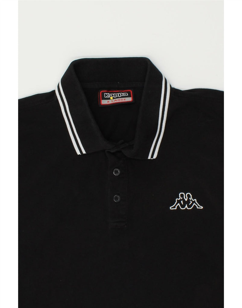 KAPPA Mens Graphic Polo Shirt XL Black Cotton | Vintage Kappa | Thrift | Second-Hand Kappa | Used Clothing | Messina Hembry 
