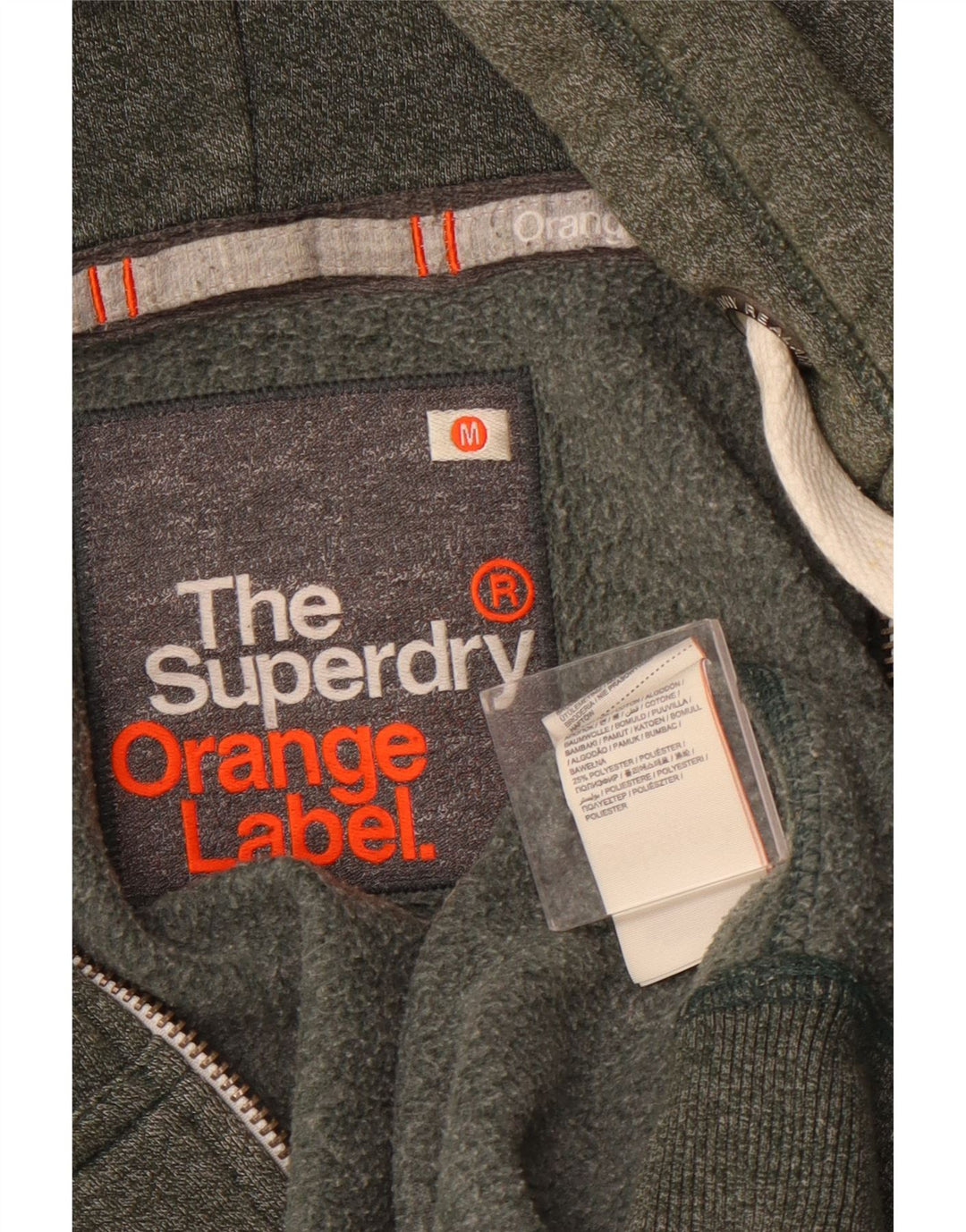 SUPERDRY Mens Zip Hoodie Sweater Medium Khaki Cotton