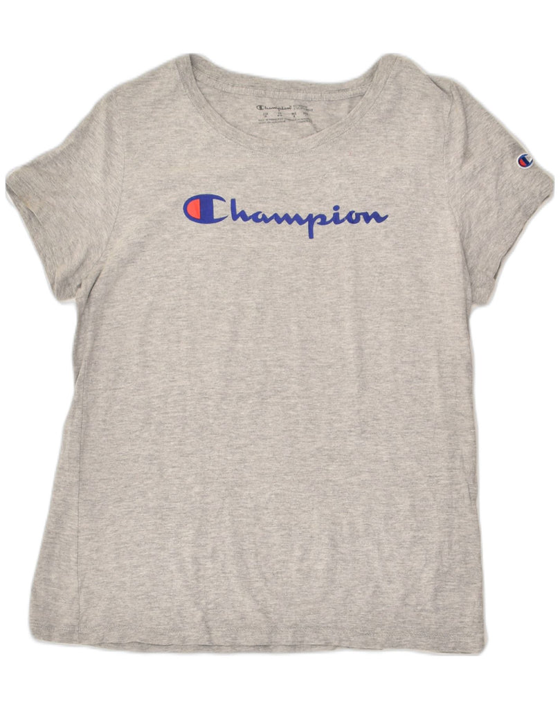 CHAMPION Womens Graphic T-Shirt Top UK 14 Medium Grey | Vintage Champion | Thrift | Second-Hand Champion | Used Clothing | Messina Hembry 