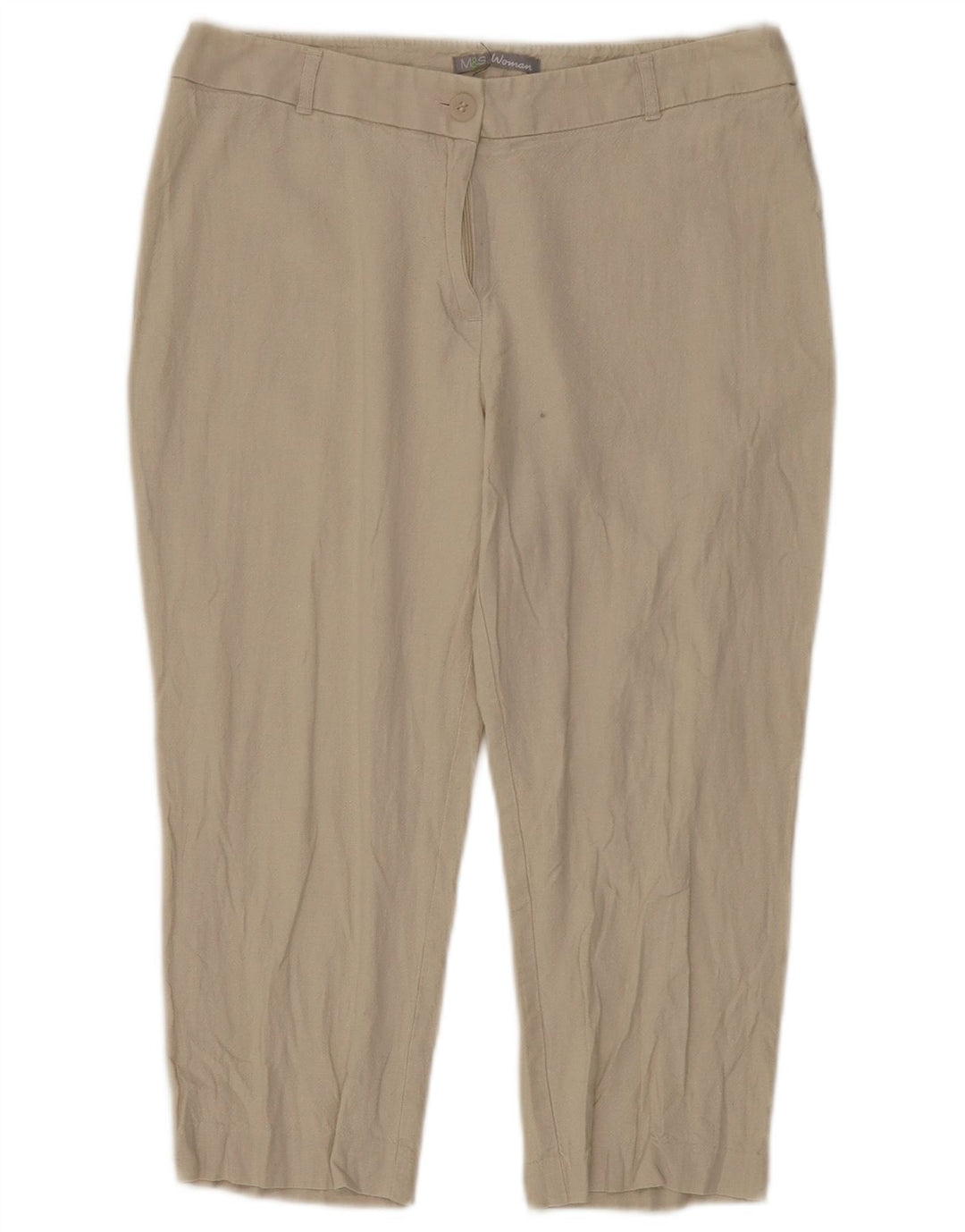 Marks & Spencer Womens Straight Capri Trousers UK 12 Medium W30 L20 Beige