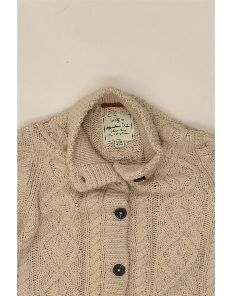 MASSIMO DUTTI Girls Cardigan Sweater 11-12 Years Beige Wool | Vintage Massimo Dutti | Thrift | Second-Hand Massimo Dutti | Used Clothing | Messina Hembry 