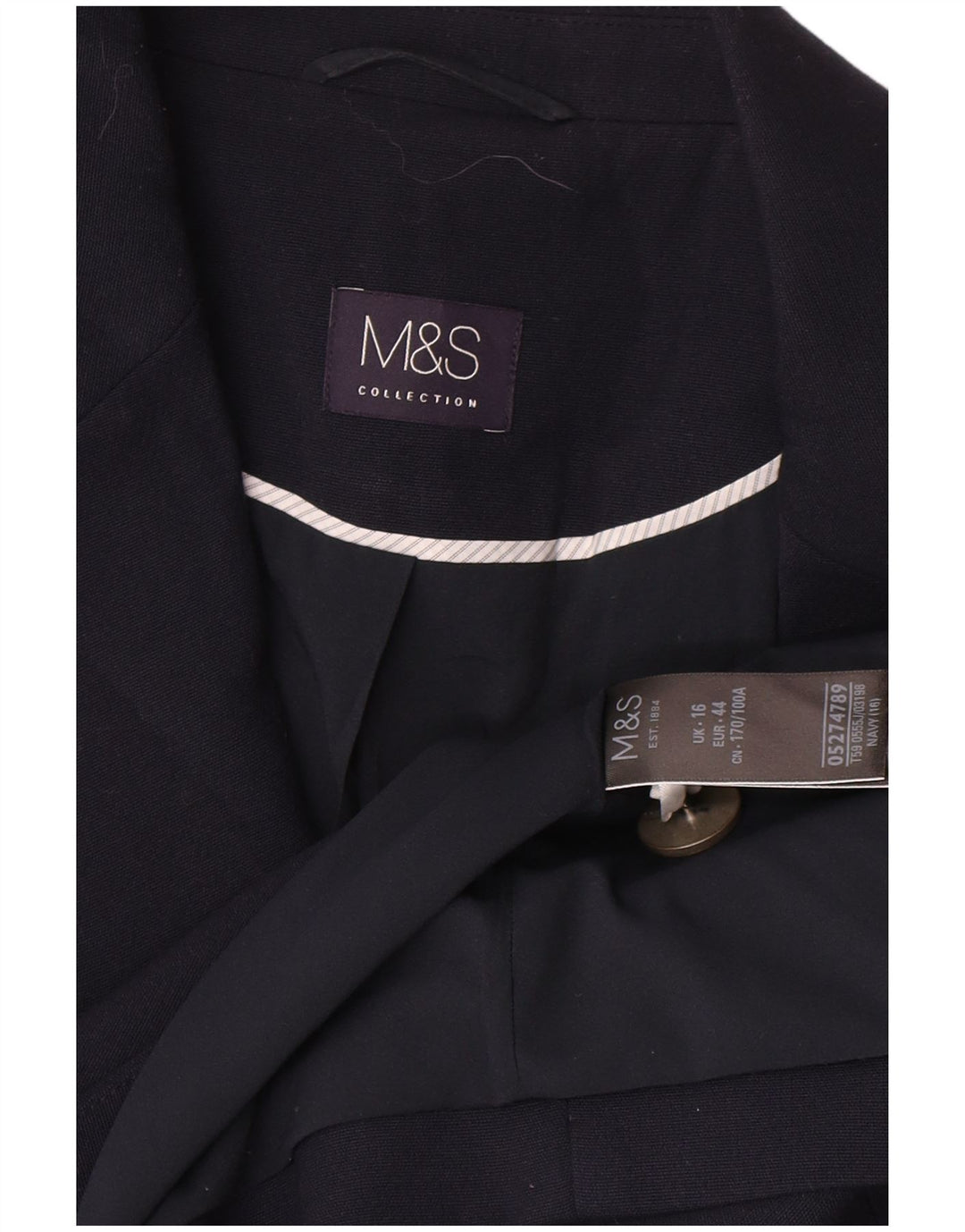 Marks & Spencer Womens Double Breasted Blazer Jacket UK 16 Large Navy Blue
