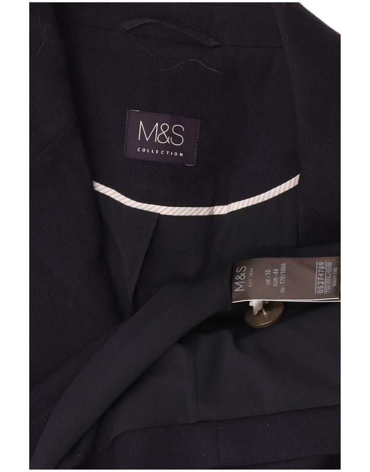 Marks & Spencer Womens Double Breasted Blazer Jacket UK 16 Large Navy Blue