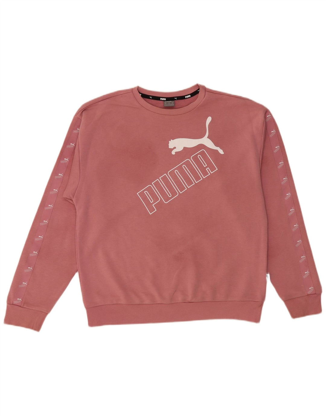 PUMA Womens Graphic Sweatshirt Jumper UK 14 Medium Pink Cotton