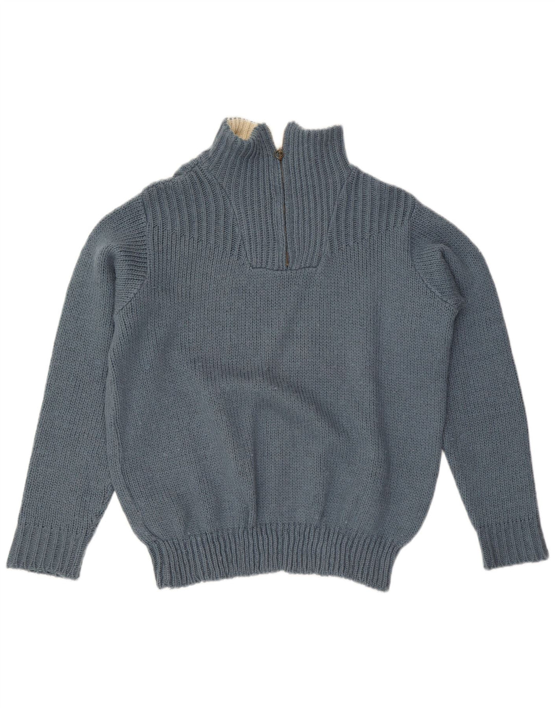 Lee Mens Zip Neck Jumper Sweater 2XL Blue Acrylic