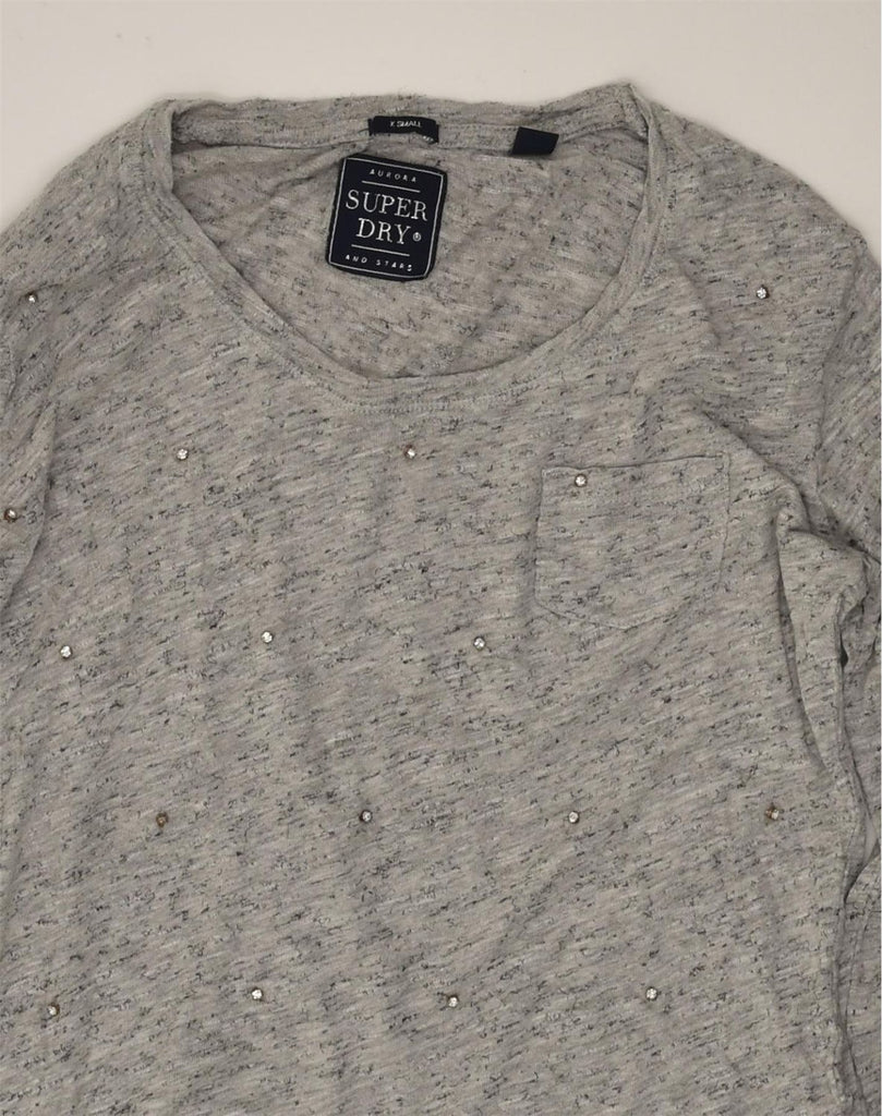 SUPERDRY Womens Top Long Sleeve UK 6 XS Grey Cotton | Vintage Superdry | Thrift | Second-Hand Superdry | Used Clothing | Messina Hembry 