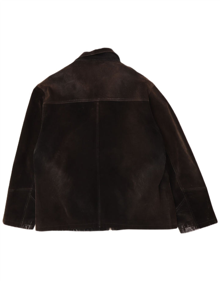Vintage Mens Suede Jacket UK 42 XL Brown Leather