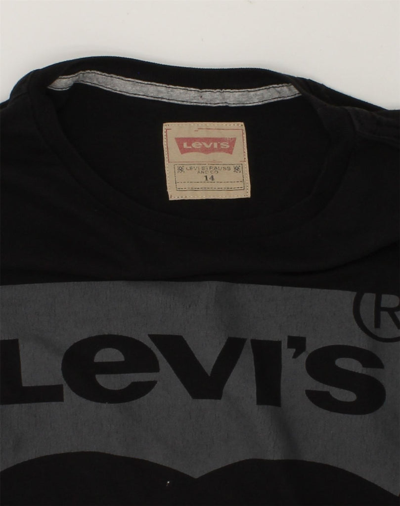 LEVI'S Boys Graphic Top Long Sleeve 13-14 Years Black Cotton | Vintage Levi's | Thrift | Second-Hand Levi's | Used Clothing | Messina Hembry 