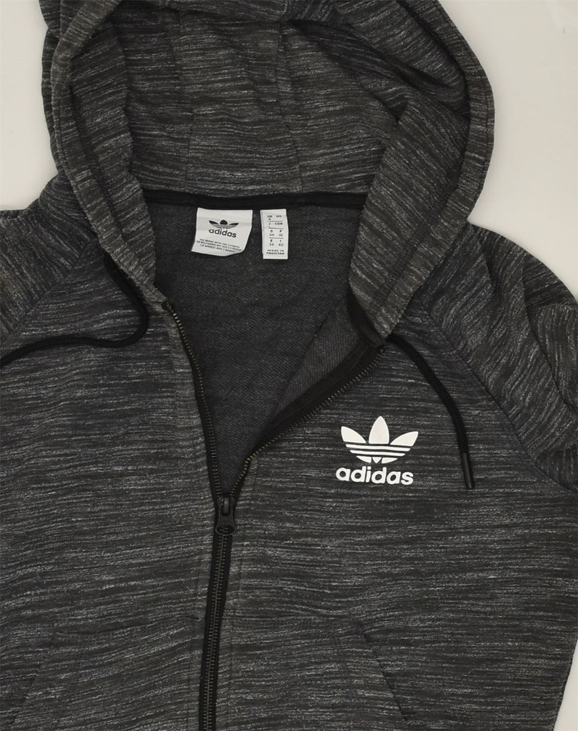 ADIDAS Womens Zip Hoodie Sweater UK 8 Small Grey Cotton | Vintage Adidas | Thrift | Second-Hand Adidas | Used Clothing | Messina Hembry 