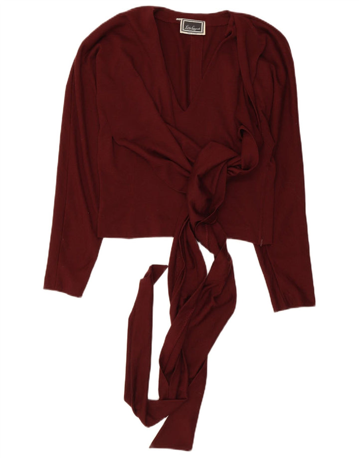 Luisa Spagnoli Womens Front Tie V-Neck Jumper Sweater IT 42 Medium Maroon