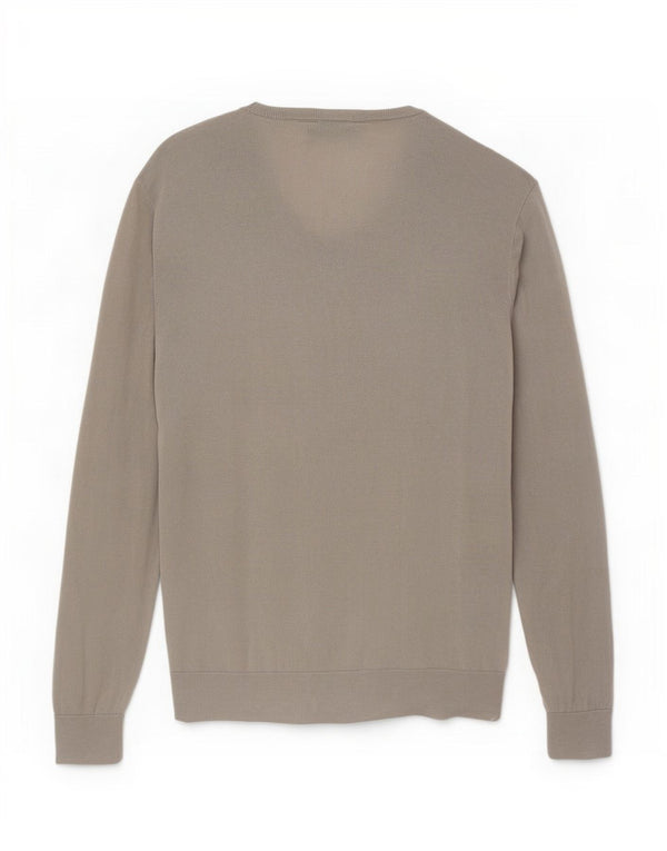 Armani Jeans Mens Regular Fit V-Neck Jumper Sweater XL Grey Cotton