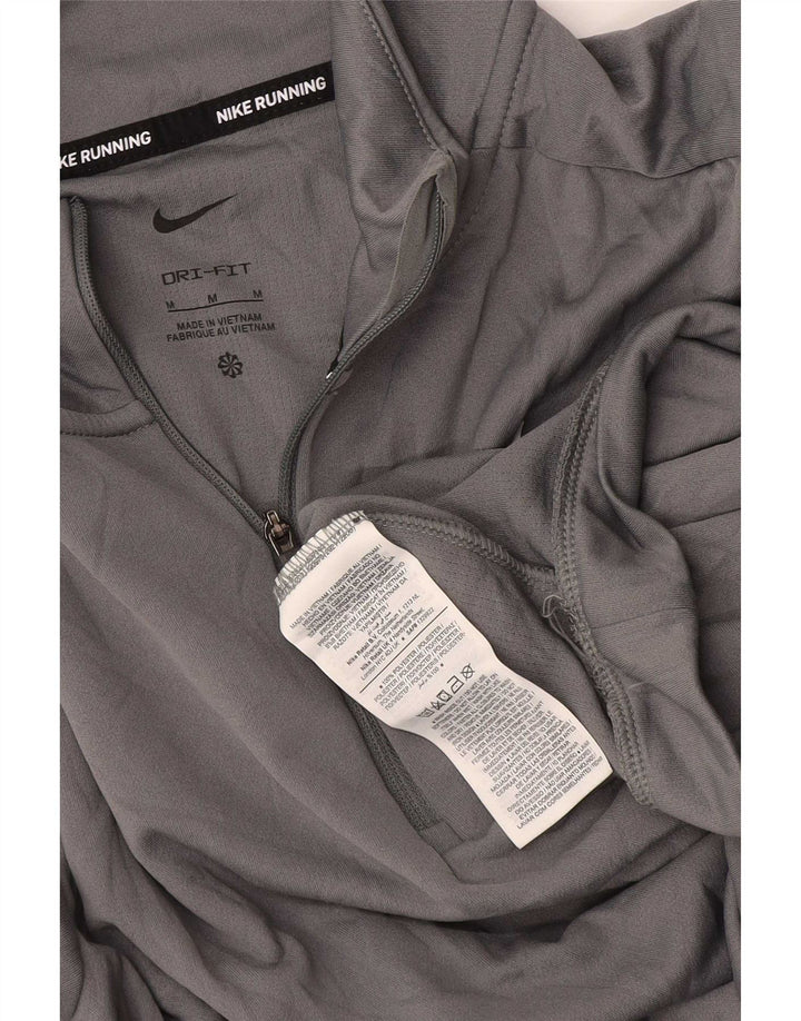 Nike Womens Dri Fit Zip Neck Pullover Tracksuit Top UK 12 Medium Grey
