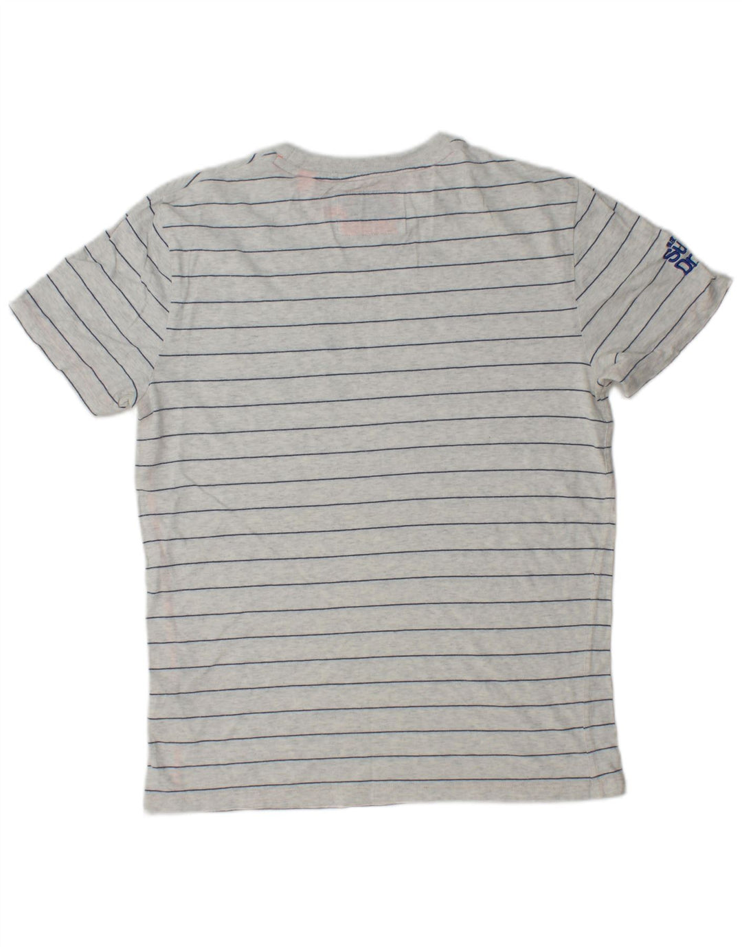 SUPERDRY Mens Graphic T-Shirt Top Medium Grey Striped Cotton